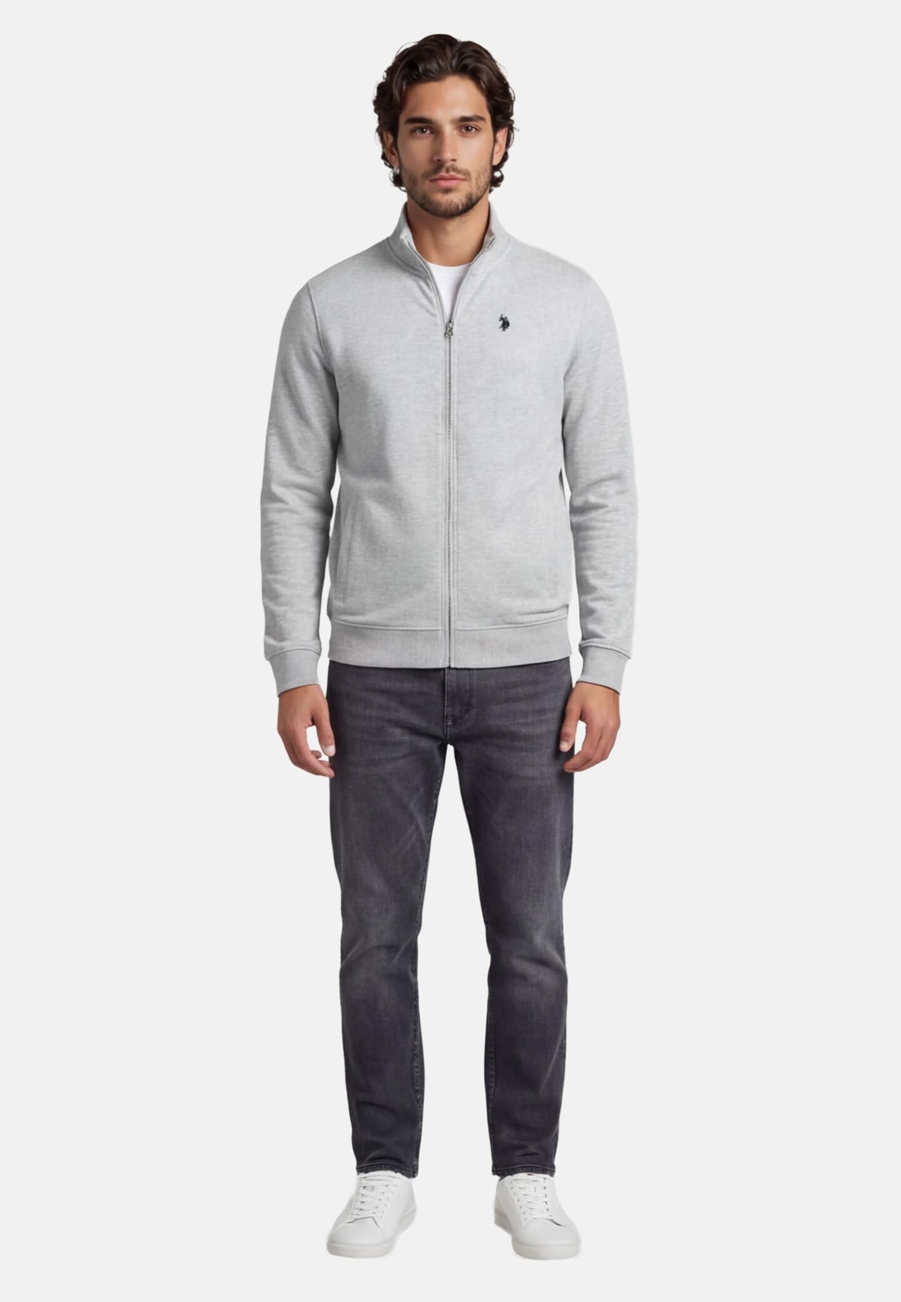 U.S. POLO ASSN. Herren Sweatjacke (S-XXL) mit Stehkragen, Reißverschluss, Eingrifftaschen und Leichter Fütterung P020