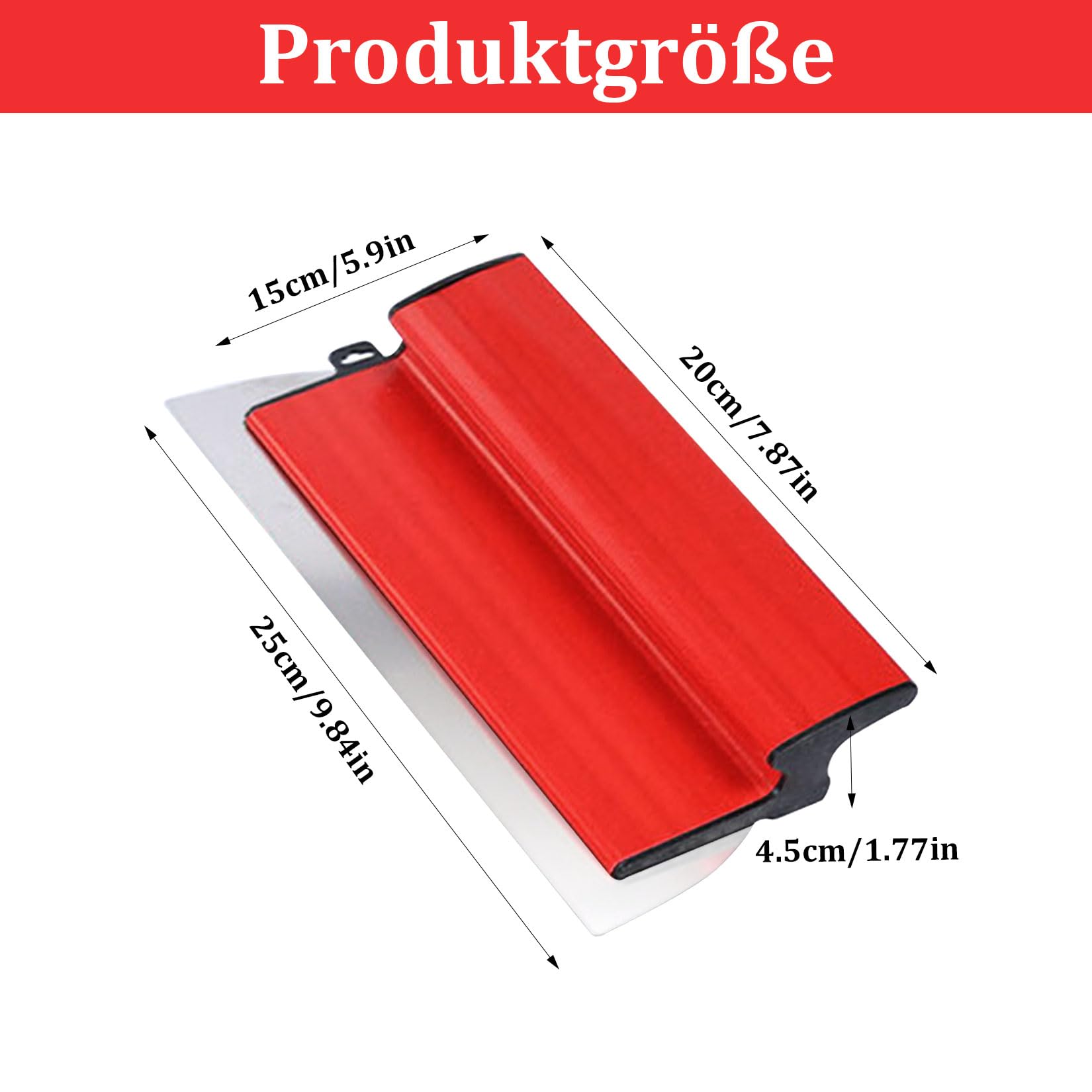 Plamuurset, vlakspatel 40 cm, gladplamuur voor gipsplaten, gevelspatel, behangplamuur, gereedschap, spatel met roestvrijstalen lemmet voor grote werkgebieden, wandbouwgereedschap