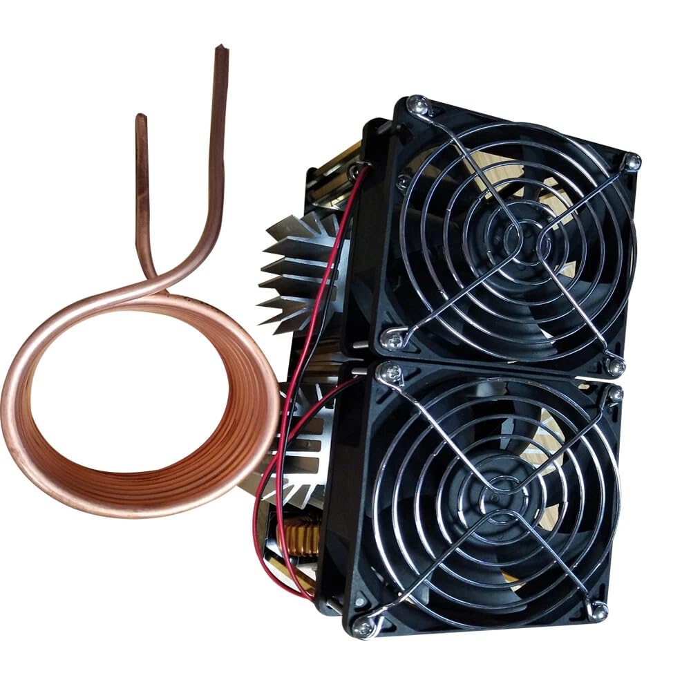 1800 W riscaldamento a induzione compatto 18 x 9 x 8 ZVS modulo di riscaldamento a induzione con doppia ventola di raffreddamento e dissipatore di calore in alluminio, potente riscaldamento a