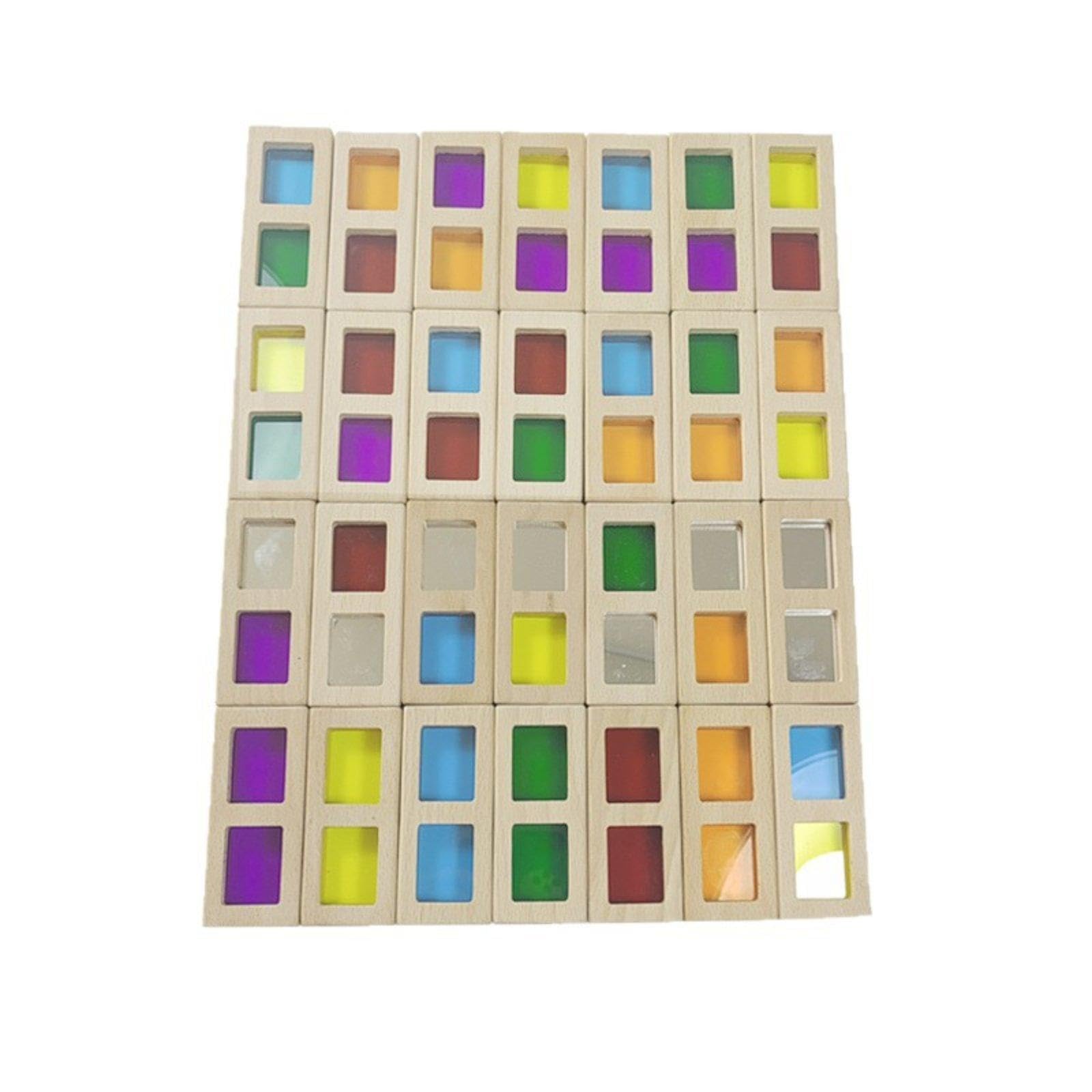 predolo Regenbogen-Bausteine ​​aus, rechteckig, zum Farbenlernen, Lernspielzeug für Babys, Stapeltischspielzeug für