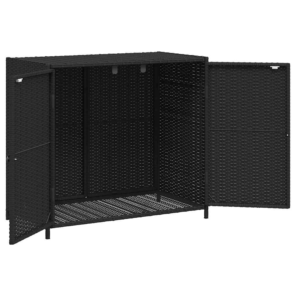 vidaXL Gartenschrank, Geräteschrank mit viel Stauraum, Beistellschrank Schrank mit Türen, Balkonschrank Terrassenschrank, Schwarz Poly Rattan