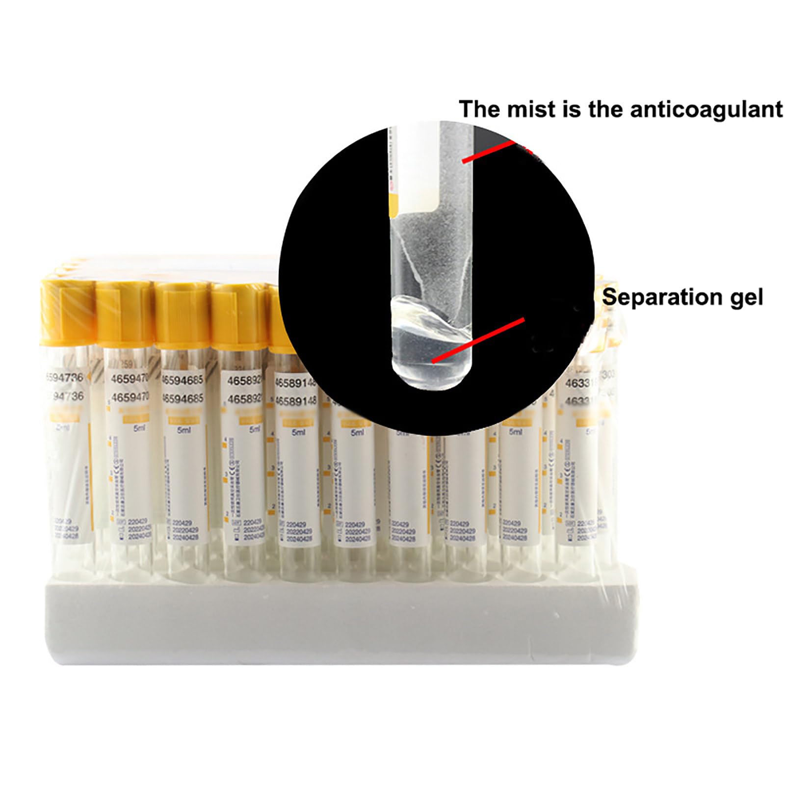 Tubos Vacíos Sangre 3-10 ml con Separador Gel y Coagulante. Pack 100 uds Vidrio Resistente para Suero y PRP Laboratorios Profesionales. Seguridad Garantizada y Resultados Precisos