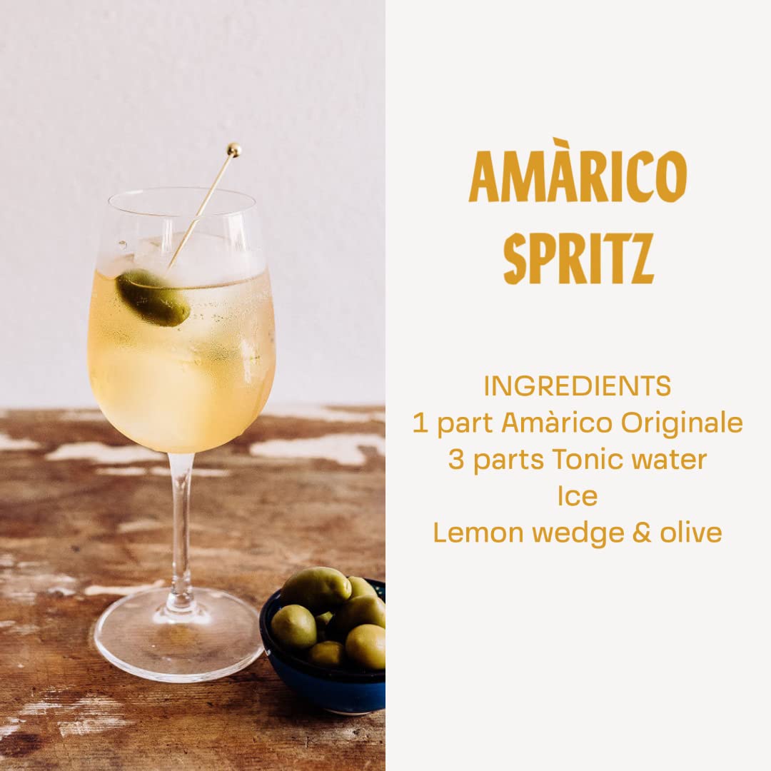 Amàrico Originale - Aperitivo italiano sin alcohol - Aromático y fresco con notas cítricas de naranja y limón - Amantes del Spritz - 50cl