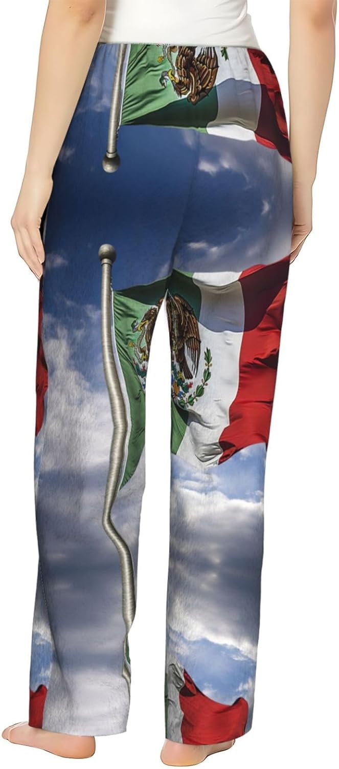 Flag Of Mexico Print Cozy Christmas Pajama Pants,Flannel Pajama Bottoms,Cater To Various Body Types