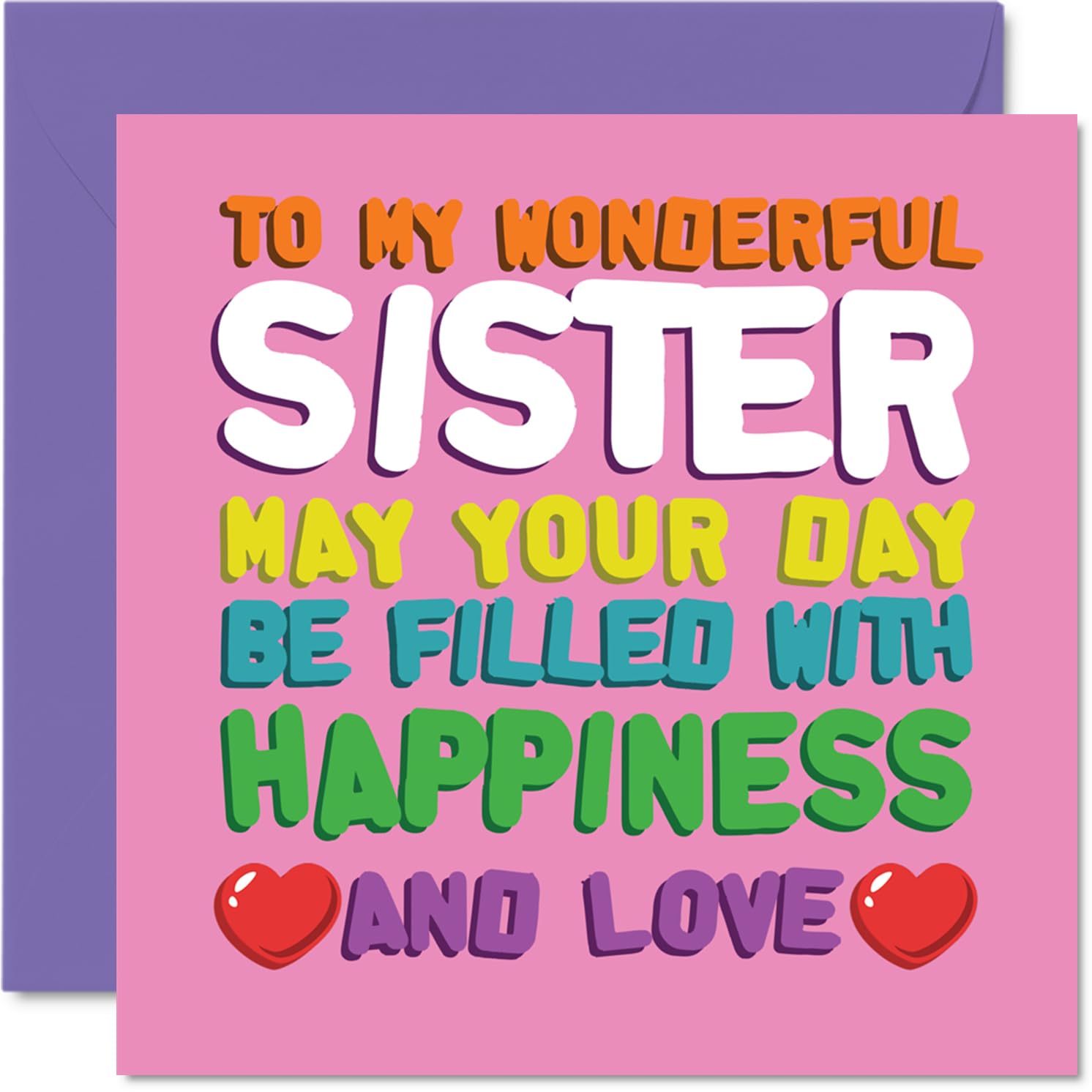 Sister Birthday Card - Happiness And Love - Happy Birthday Card for Sister from Brother Sibling, 145mm Happiness And Love Bday Greeting Cards