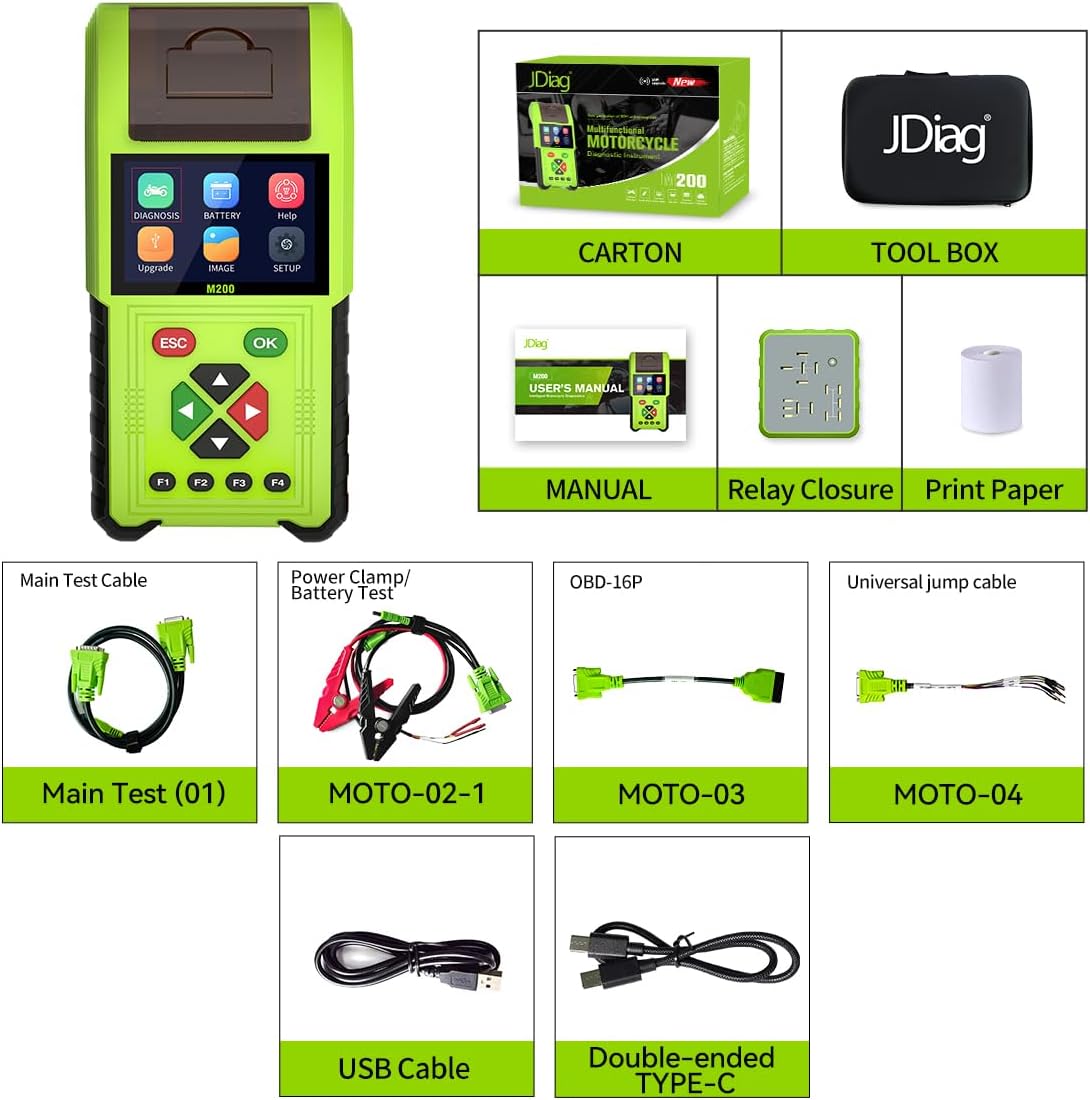 2023 TopDiag M200 Motorcycle Diagnostic Scanner Moto Fault Code Reader Battery Tester Motoscan Tool(OBD Version)