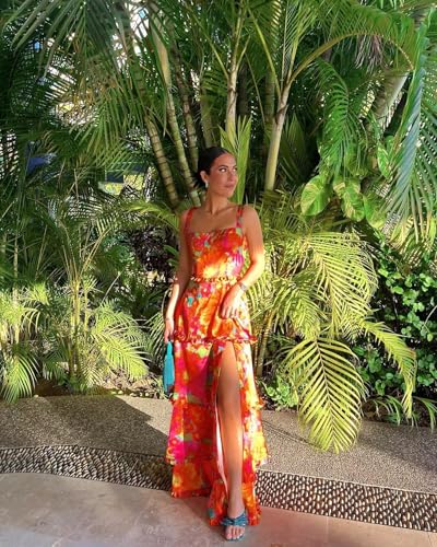 Satin Bridesmaid Dresses for Women Spaghetti Straps Tiered Prom Formal Evening Gown with Slit ZX452