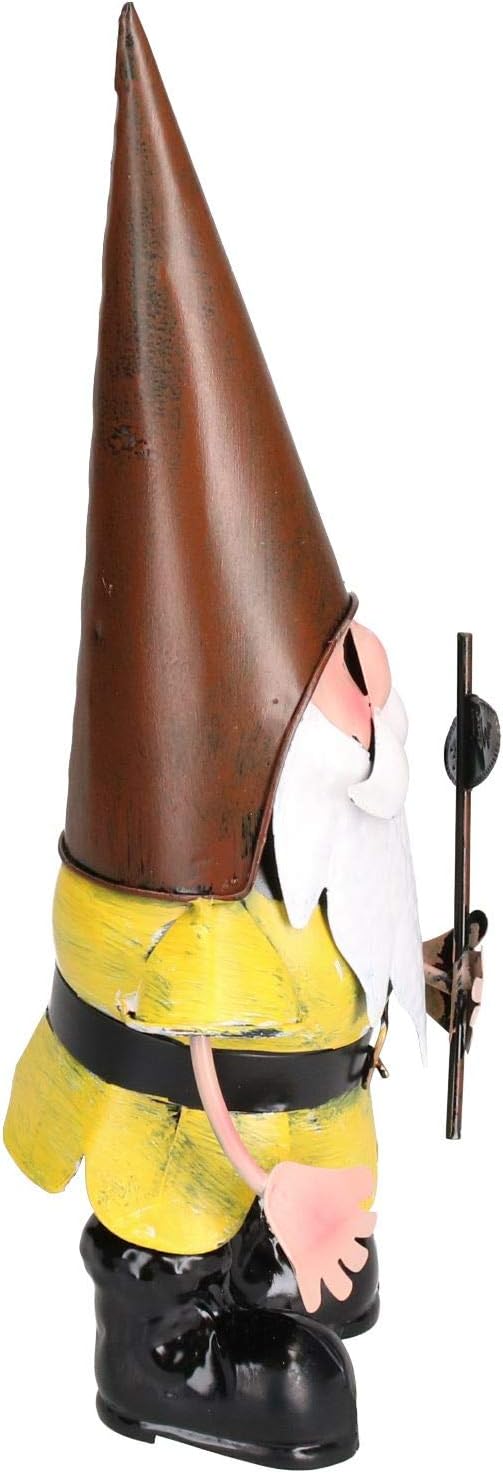 AB Tools Gnome with Welcome Sign Garden Sculpture Ornament Statue Metal Decoration