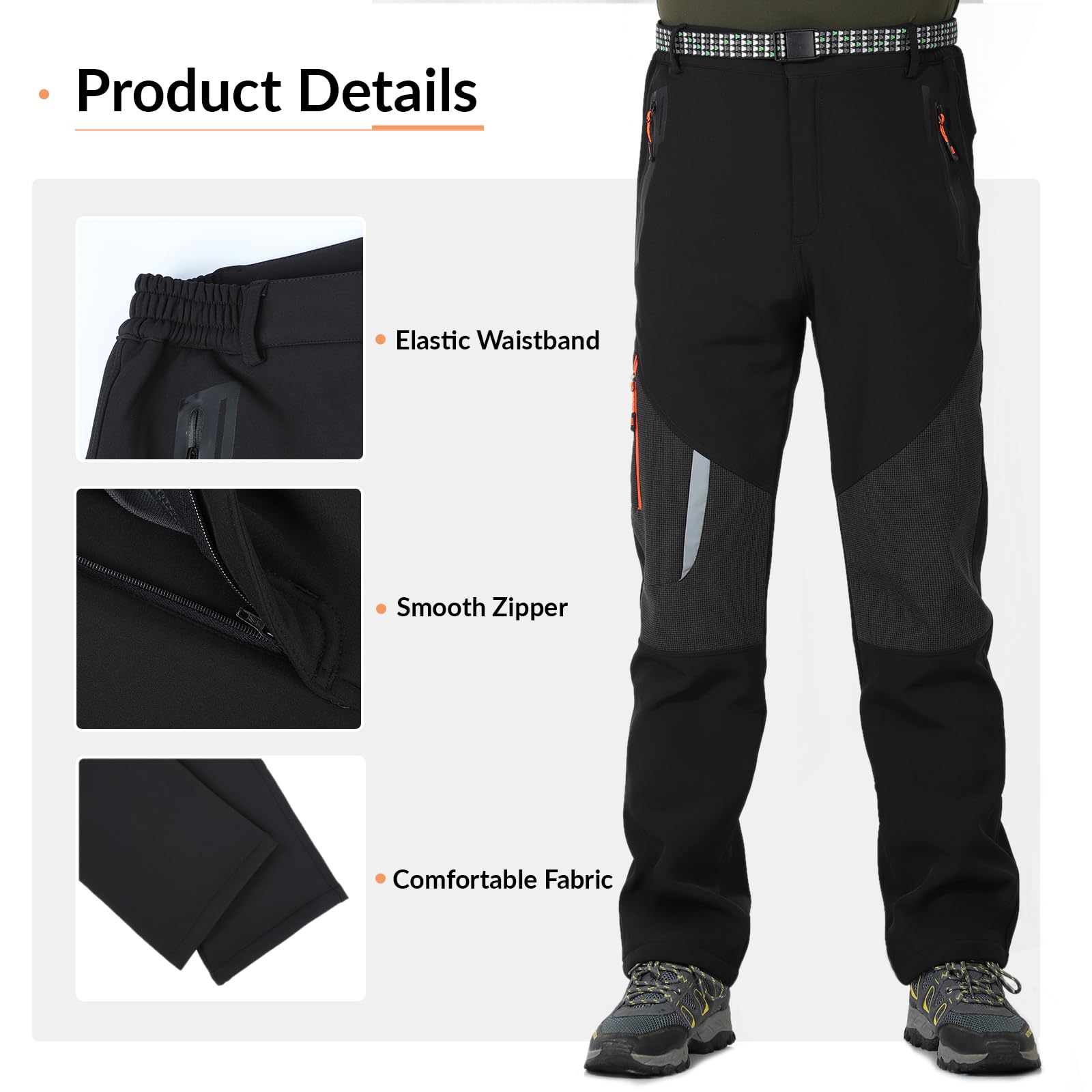 LHHMZ Pantaloni da Passeggio Invernali in Pile da Esterno da Uomo, Pantaloni da Ciclismo da Arrampicata da Sci Caldi Resistenti alle intemperie Antivento