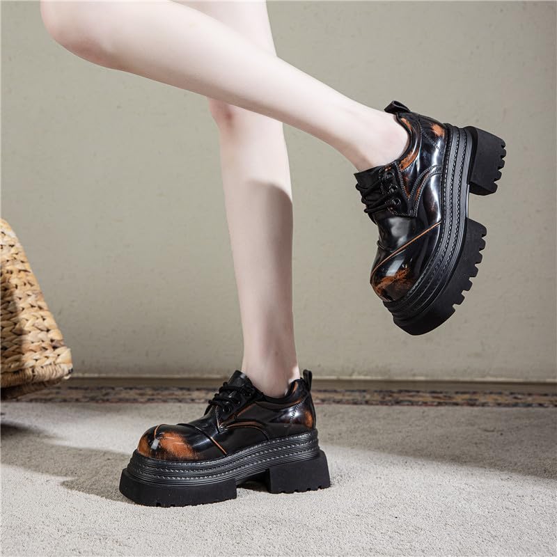 Vintage Distressed Leather Round Toe Loafers with Thick Sole Comfortable Casual Platform Shoes for Walking Daily Workwear and Stylish 4 Inch Height Boost2