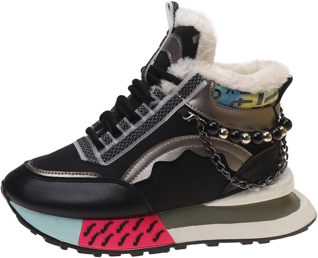 Women's Platform Colorful Fashion Sneakers Retro Colorblock Stylish Cute Chunky Walking Shoes