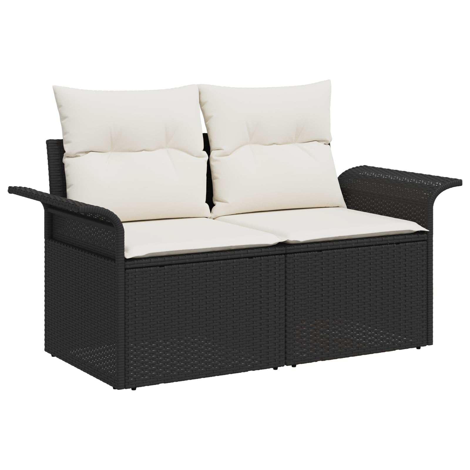 7-częściowy zestaw mebli ogrodowych z poduszką, czarno-biały, polirattanowy – modułowa sofa outdoorowa na taras, balkon, odporny na warunki atmosferyczne komplet wypoczynkowy ze zdejmowaną