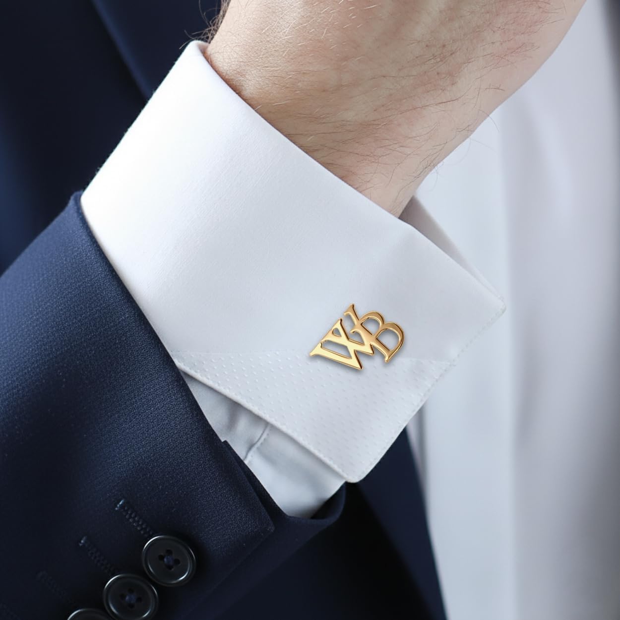 Gold Initial Cufflinks for Men - Custom Engraved Cuff links - A-Z Alphabet Letter Cufflinks - Gift for Men Dad Birthday Wedding Groom Groomsmen Anniversary
