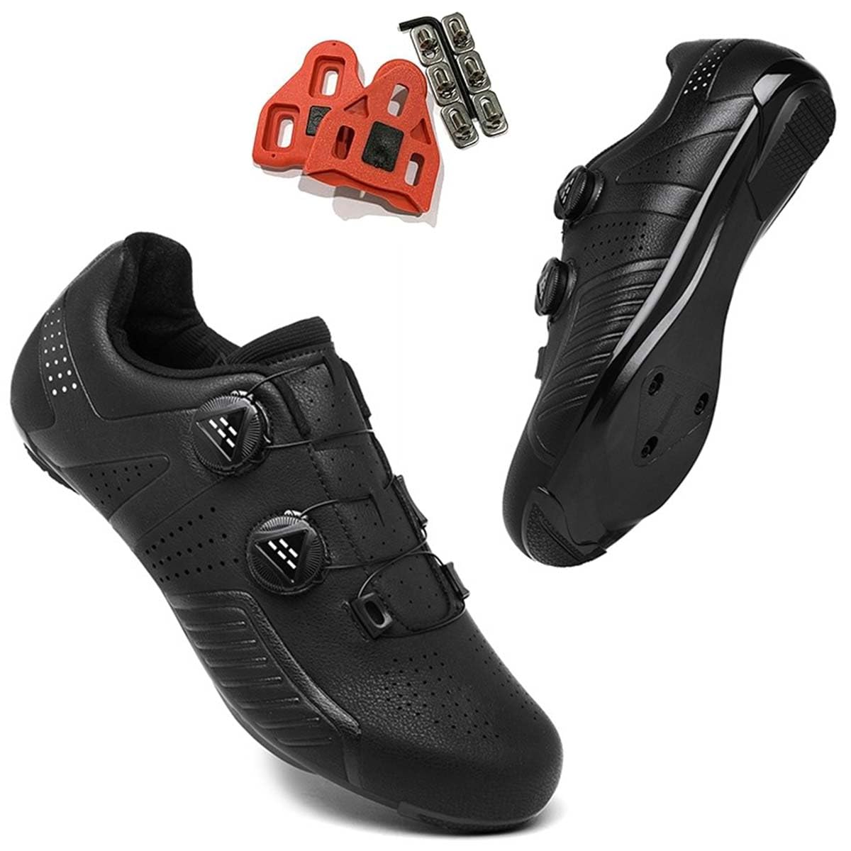 Zapatillas Ciclismo para Hombre, Zapatos Bicicleta de Carretera | Transpirables Antideslizantes Compatibles con Look System Estatica Spinning para Interiores Y Outdoor