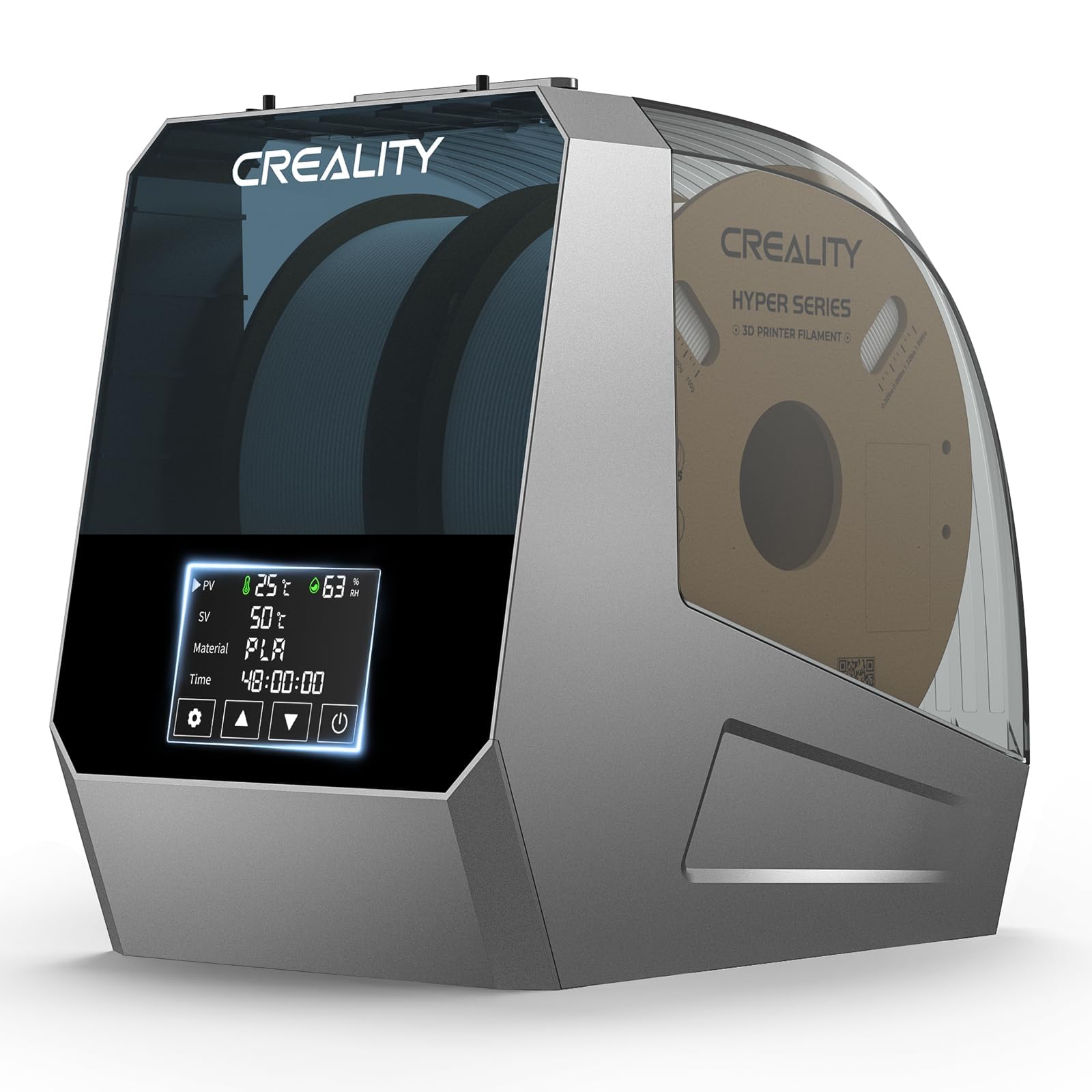Creality Offizielle Space PI Filament Trockner Plus, 2 Rollen 3D Drucker Filament trocknerbox mit 360° Heißluftheizung, Dehydrator für PLA ABS PETG TPU 1.75/2.85mm