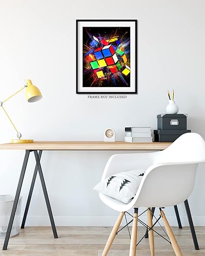 Miniatura 8 de Govivo Exploding Rubik Cube - Wall Art Decor Print con un fondo negro - ilustraciones sin marco impresas en papel fotográfico