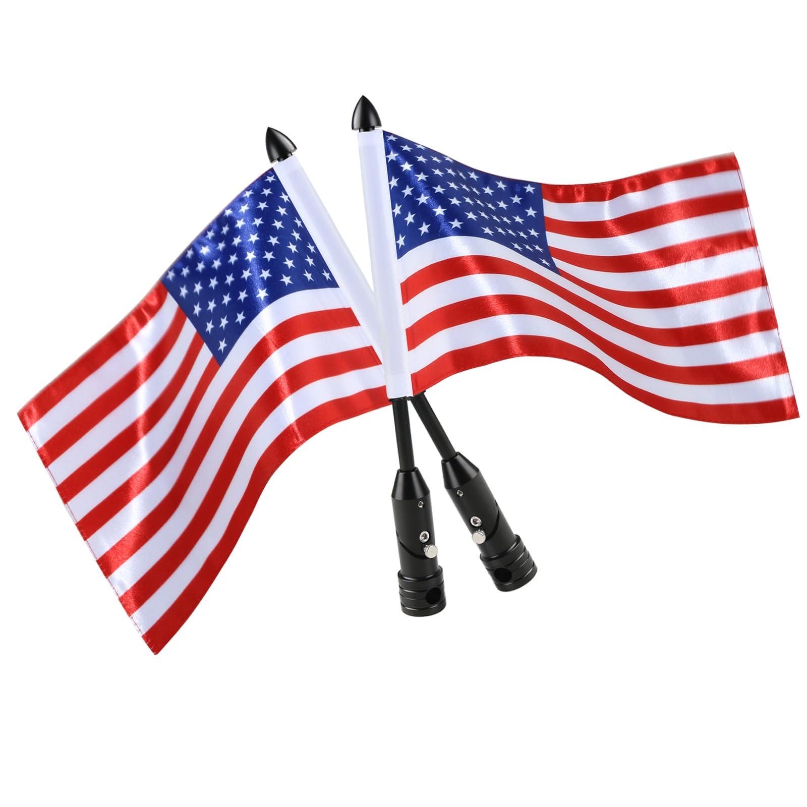 Aochuang 2 America Flag for Motorcycle Flagpole Mounts Foldable 90 Degree Flag Pole Bracket for Harley Road King Honda Goldwing CB VTX CBR fit 1/2 Motorcycle Luggage Rack Black Foldable Flagpole