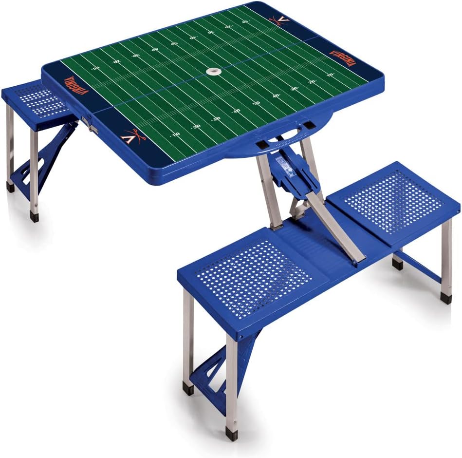 PICNIC TIME NCAA Virginia Cavaliers Folding Picnic Table - Camping Table - Outdoor Table with Umbrella Hole, (Royal Blue)