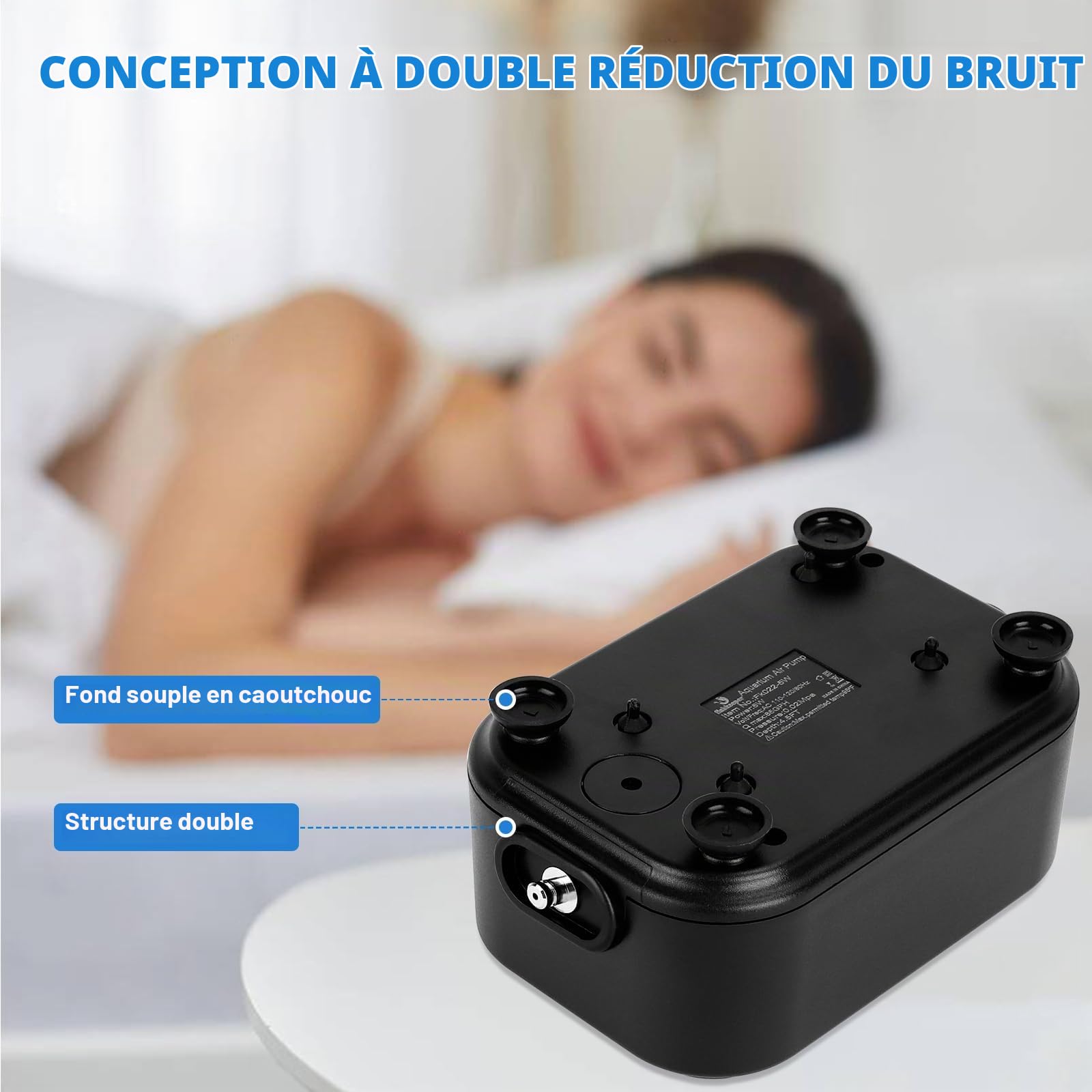 Pompe à air silencieuse pour Aquarium fishkeeper, 2.5/5W/8Watt Pompe à air pour Aquarium jusqu'à 570L, débit d'air Maximum 500LPH