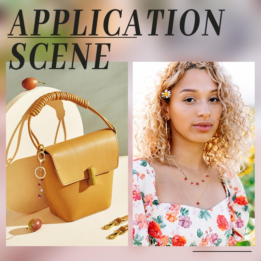 UNICRAFTALE 80Pcs Red Strawberry Charms White Heart Mini Charms Pendant Metal Enamel Strawberries Charm Cute Fruit Charm for DIY Bracelet Necklace Earring Jewelry Making - Image 5