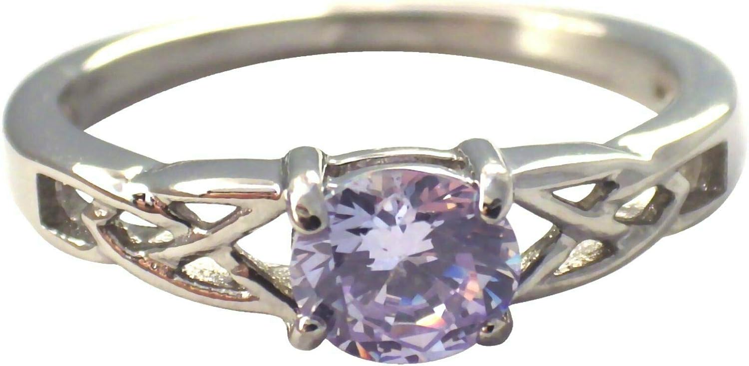 Celtic June Birthstone Ring Purple Cubic Zirconia Handfasting Engagement Band size 10 charm original