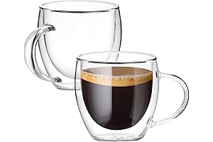 Taza de café moderna: 8oz Espresso Cups, doble capa de vidrio