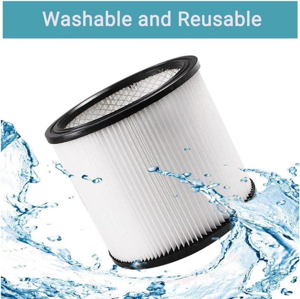 2 PACK Replacement Filters Compatible with Shop Vac 90304 90333 90350, Reusable and Washable Cartridge Filters for 5 Gallon 12 Gal and Above Wet/Dry Vacuums