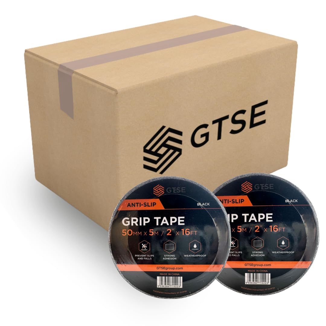 GTSE GST Nastro adesivo antiscivolo nero - 50mm x 5m - per uso interno ed esterno - 10 rotoli
