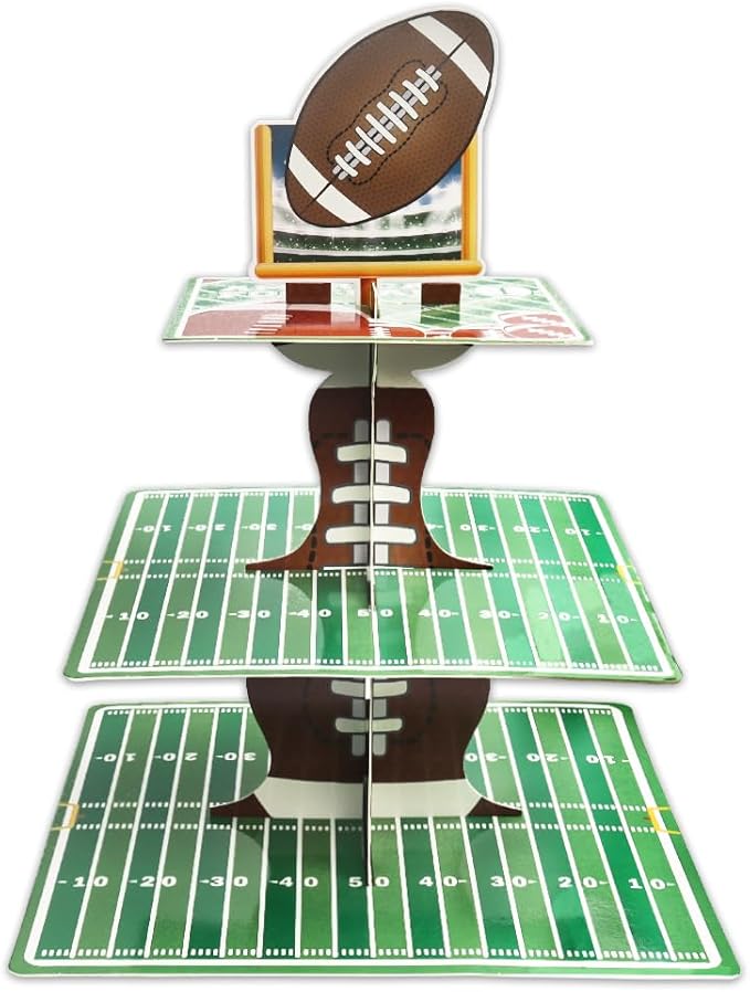 Estivaux 3Tier Football Cupcake Stand for Dessert Table, Sports Rolls Ball Cupcake