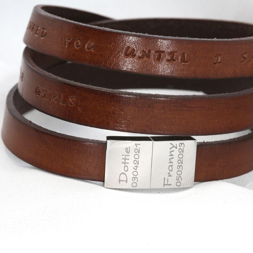 Herren Armband Gravur Leder braun Mann Lederarmband Koordinaten oder Spruch Armband mit Gravur Männer Herrenschmuck Männerschmuck | HANDMADE IN GERMANY