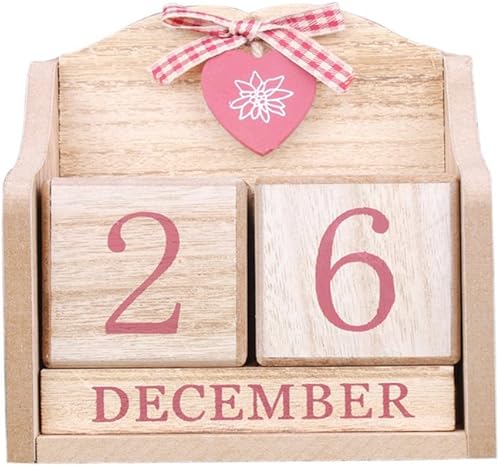 Bloques de madera para bricolaje, calendario de escritorio perpetuo diario, accesorios de fotografía, manualidades de Navidad, decoración de oficina