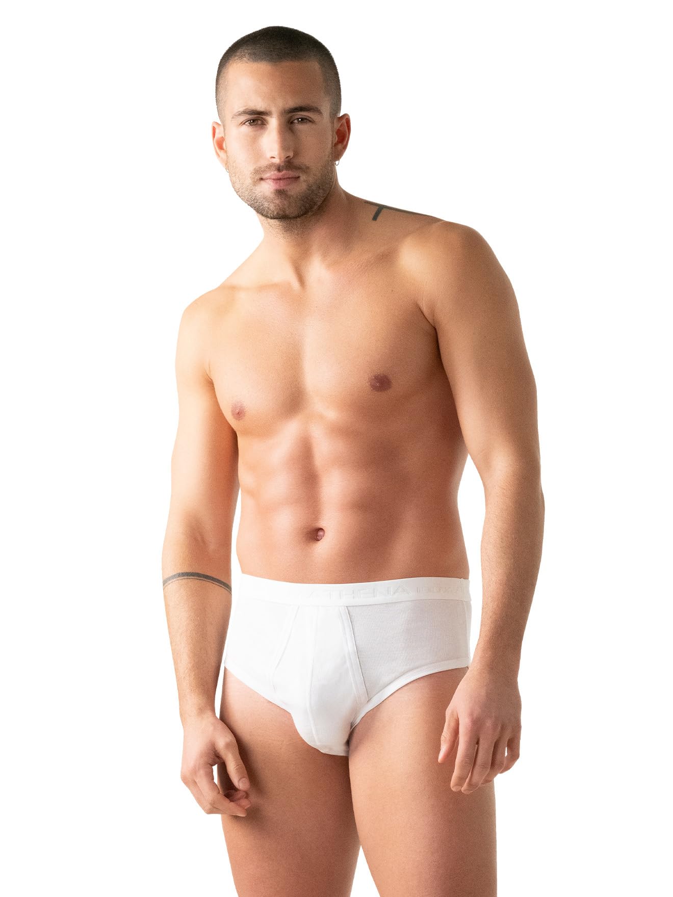 Athena - Lot de 4 Slips Taille Haute Ouverts Homme Coton Bio
