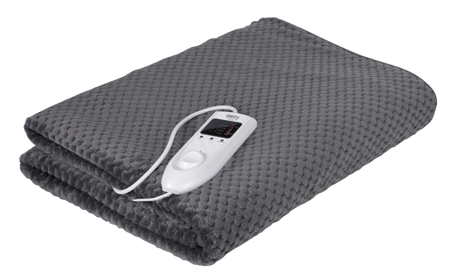 Camry CR-7416 Elektrische Bettheizung, 60 W, 8 Temperaturstufen, Timer, waschbar, 150 x 100 cm, Überhitzungsschutz, Fleece, Grau, 150 x 100 cm