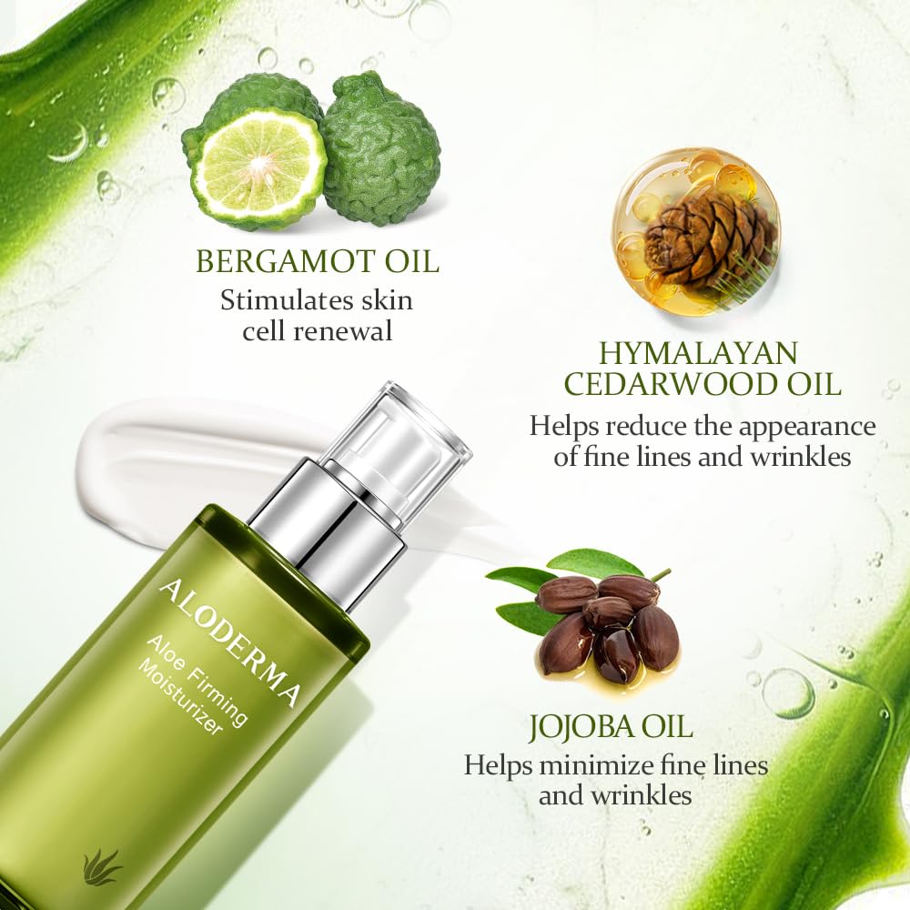 Aloderma Aloe Vera Firming Facial Moisturizer Anti-Aging Lotion 3.5 oz | Made within 12 hours of harvest. Unscented paraben-free nourishing face lotion for normal mature aging skin product thumbnail 3