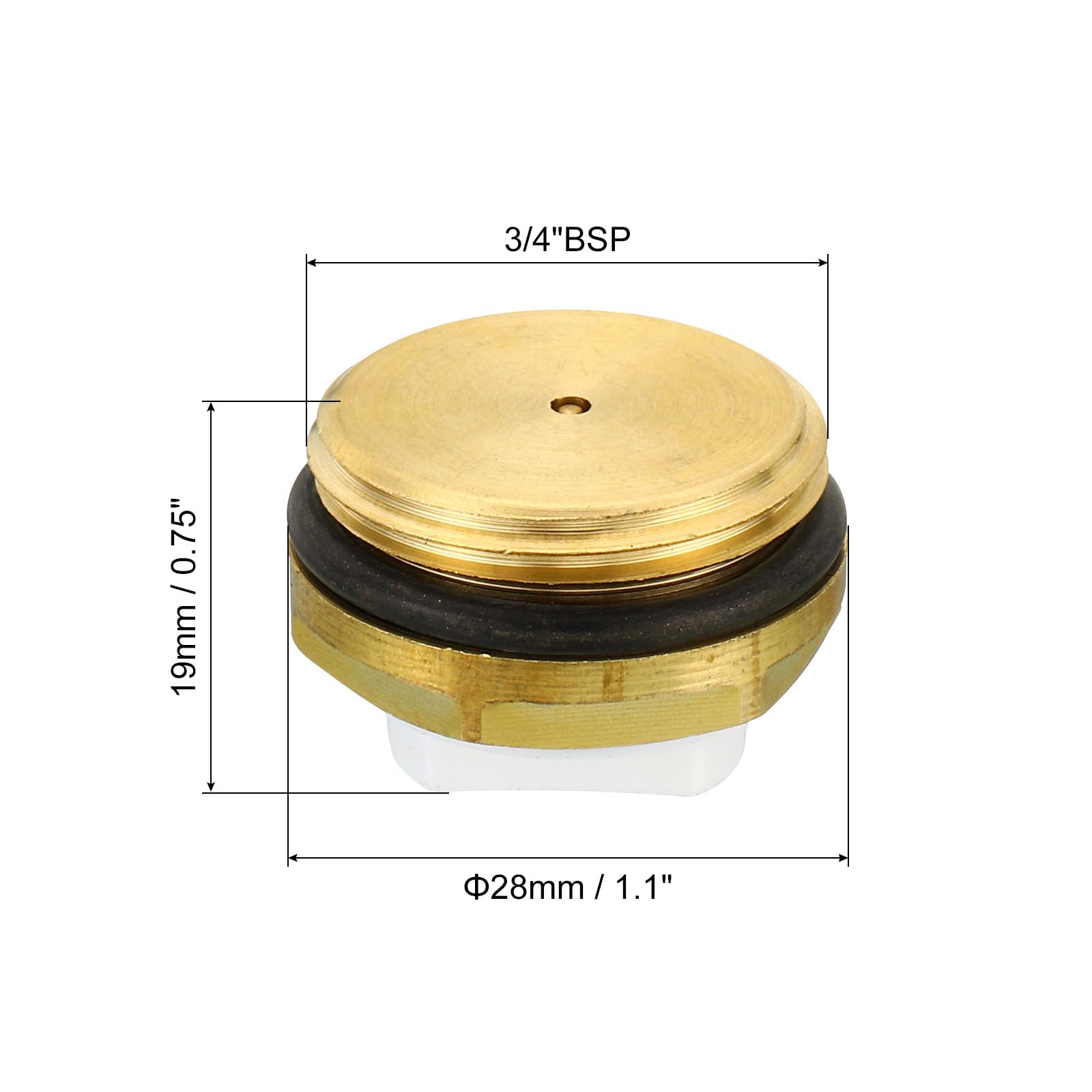 PATIKIL 3/4" BSP Male Thread Manual Radiator Air Vent Plug Valve, Brass Plug for Radiator Heater Gold White - Image 2