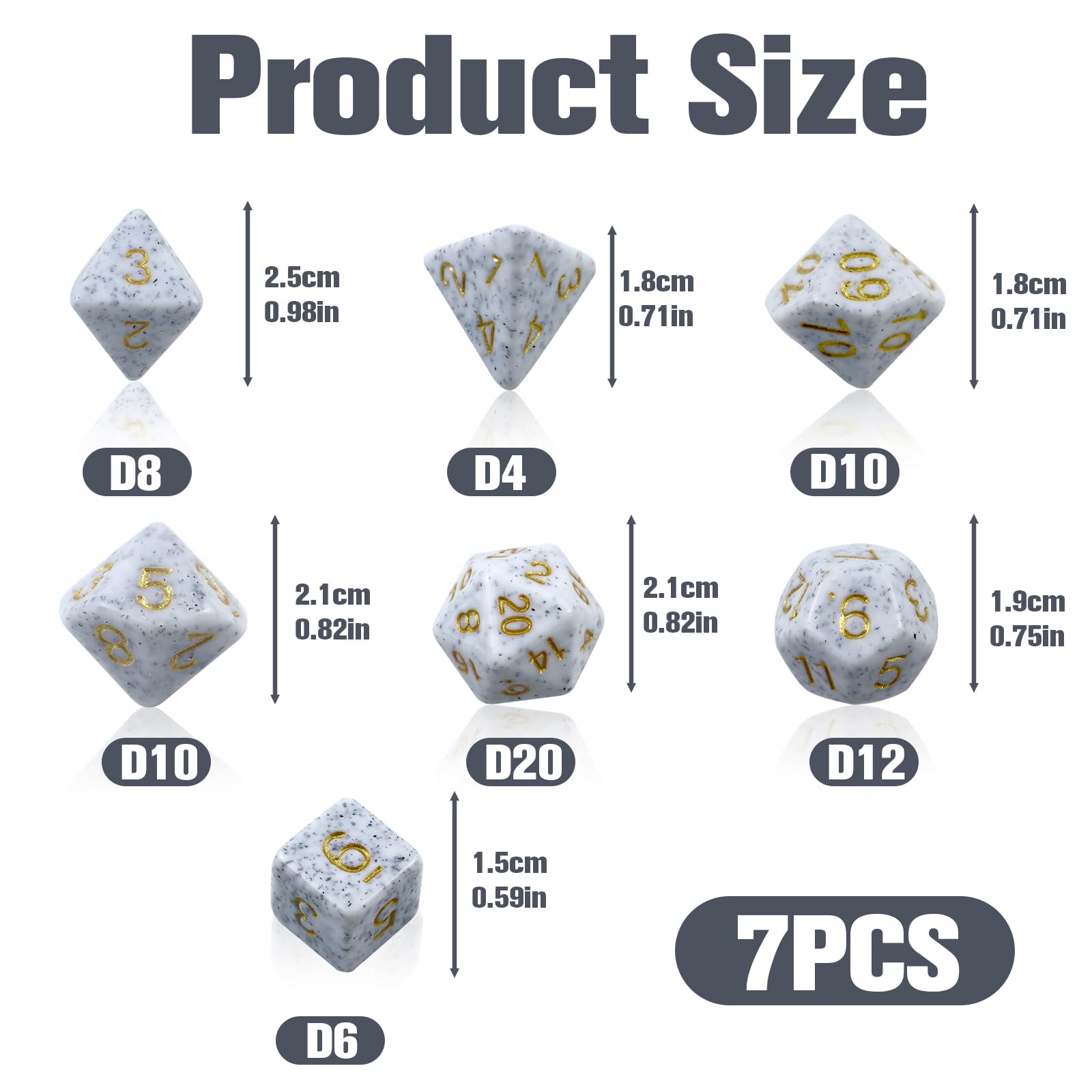 Set di 7 dadi poliedrici, dadi in poliedro con glitter DND Dice per Dungeons & Dragons RPG MTG DND (blu screziato)