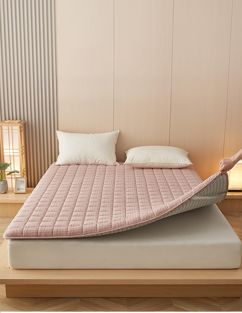 Japanische Boden-Futon-Matratze, dicke Baumwolle, gesteppte Tatami-Isomatte, faltbare Matratzenauflage für Einzelbett, Doppelbett, Schlafsaal, Schlafzimmer, Gästezimmer, Mietwohnung (#2,120 x 200 cm)