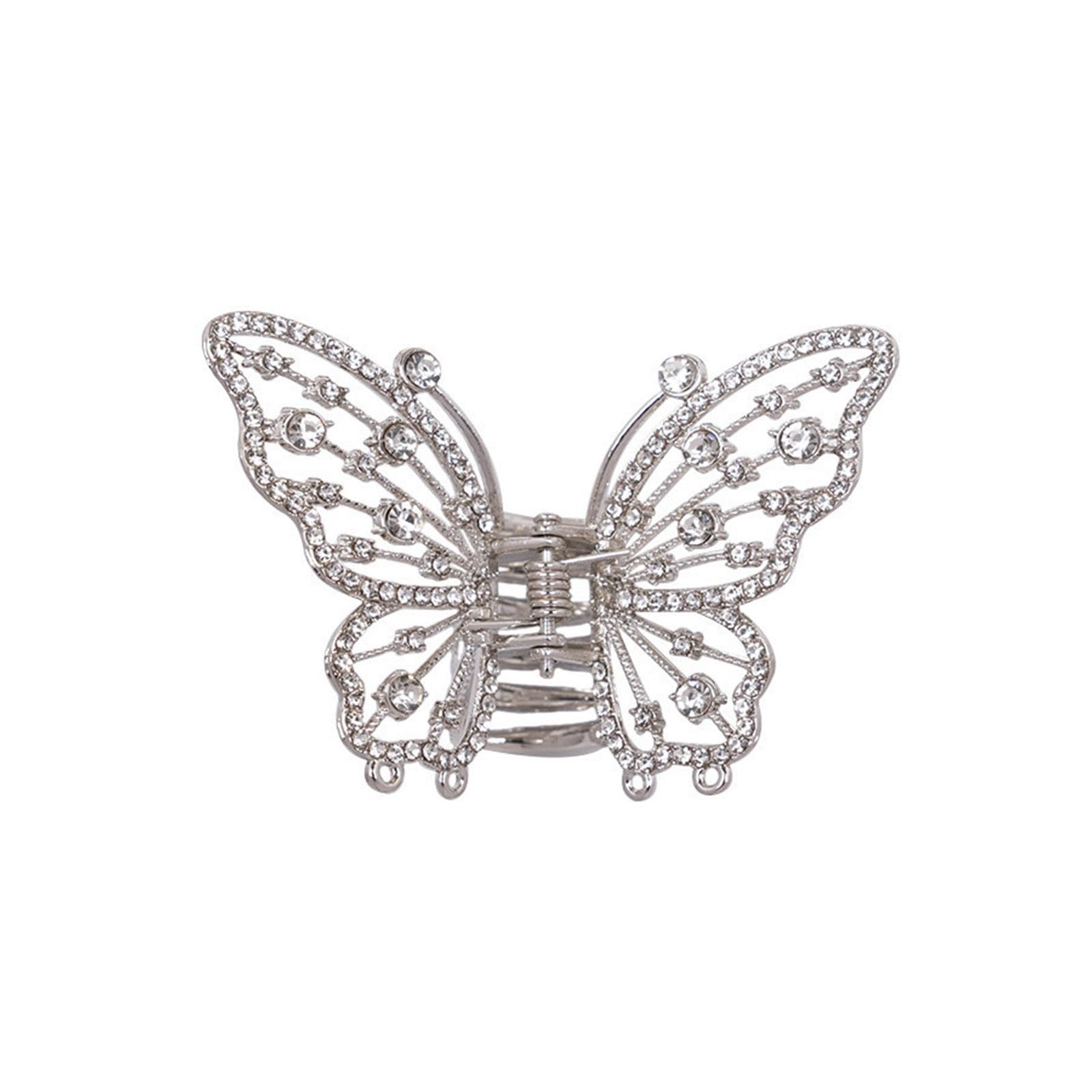 YUXITA Elegant Butterfly Hair Clip With Dazzling Rhinestones For Women Securely Hold Metal Hairpin Accessory