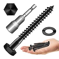Vista 17 de Mywish (8 juegos) pernos de retraso de cabeza hexagonal de 1/2 x 3 pulgadas, tornillos de retraso resistentes con arandelas, pernos de acero