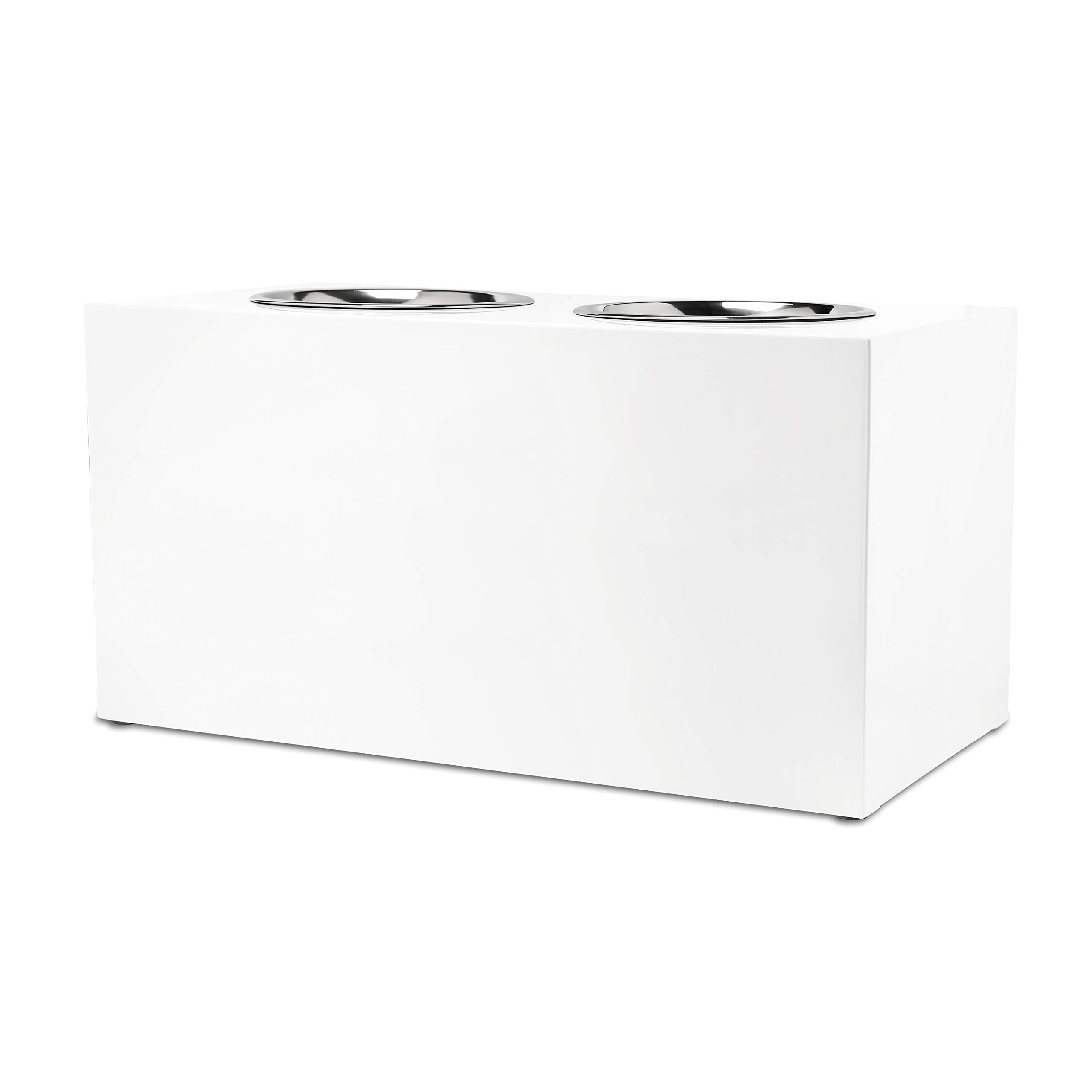 Elegante comedero de metal – Comedero con 2 cuencos de 1800 ml para perros (L)