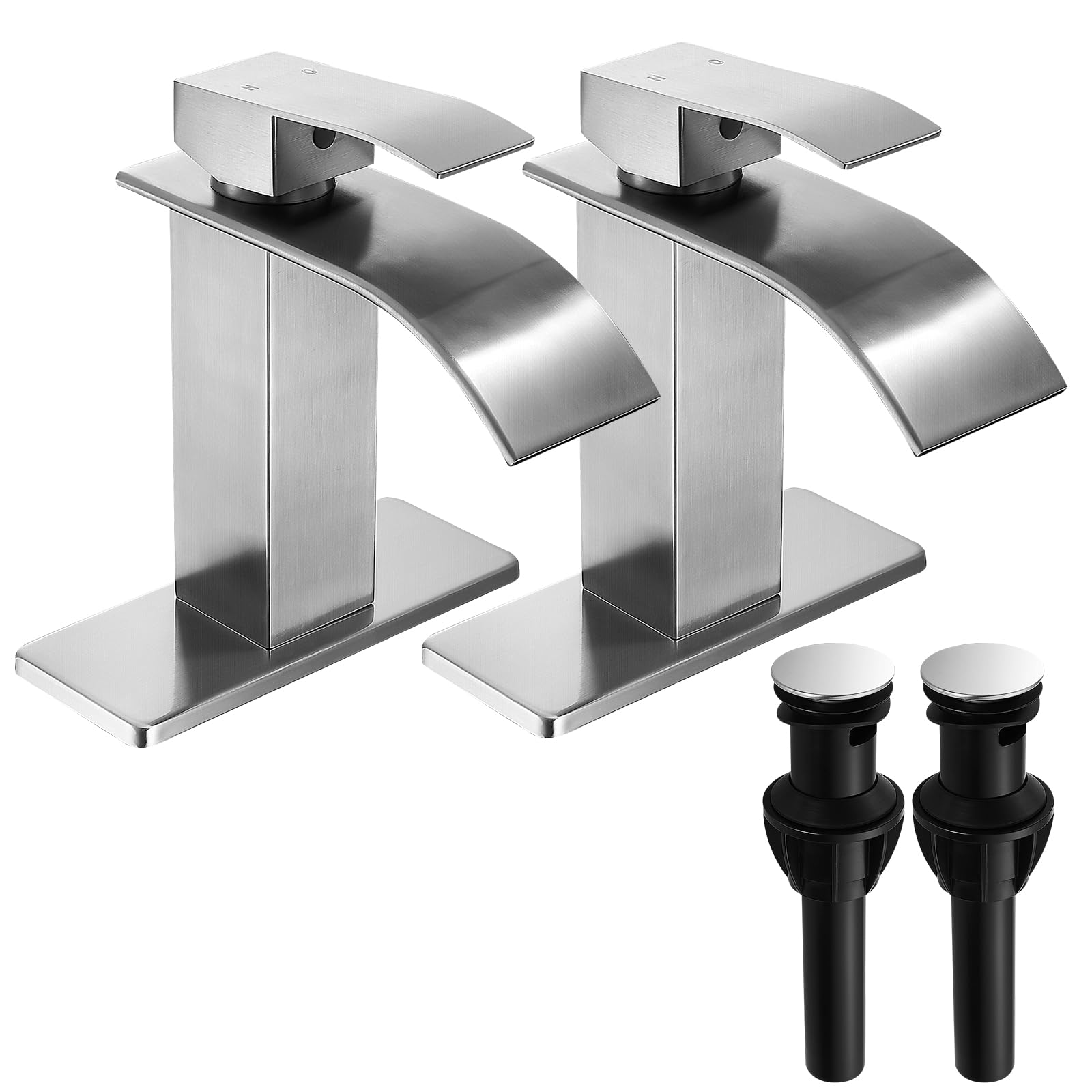 FRANSITON Brushed Nickel Waterfall Bathroom Faucet Lavatory Single Handle