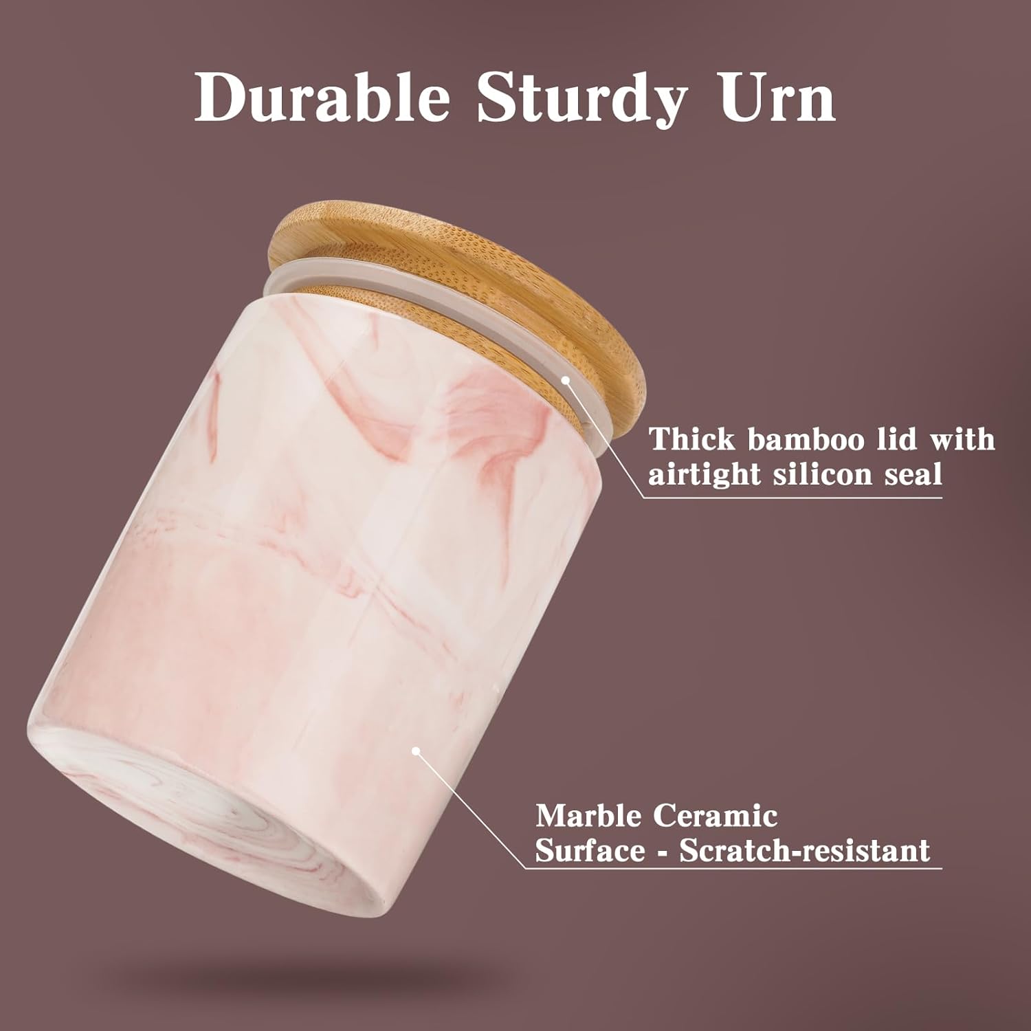 SOITIS Ceramic Small Urn for Human Ashes Keepsake, 4.13 Inch Memorial Urn for Ashes, Mini Cremation Urn for Women Men, Funeral Pink Keepsake - Image 5