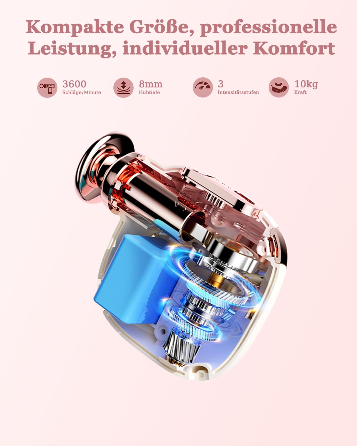 Mini-Massagepistole für Damen : 169g Ultraleicht,Geringe Vibrationen,Extrem Leise Tiefengewebe Percussion Massagegerät - Tragbares Handmassagegerät für Outdoor-Aktivitäten, Reisen, Büro und Frauen
