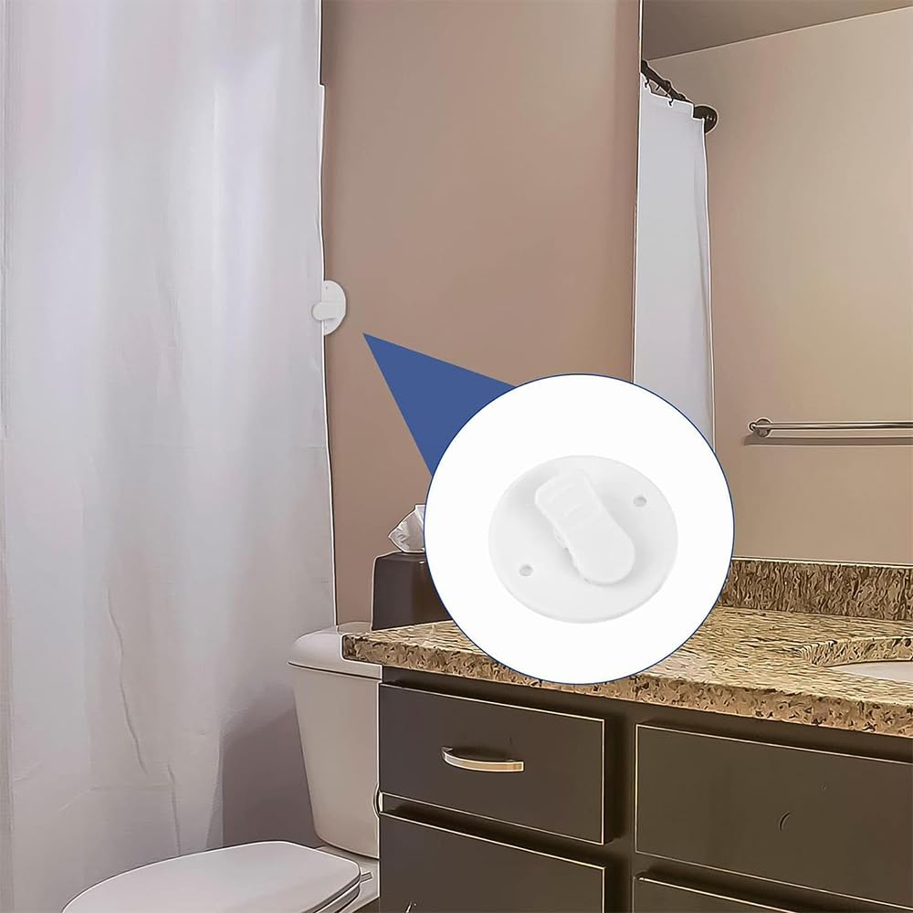Lot De 6 Clips Ventouse Pour Rideau De Douche - Anti-éclaboussures, Facile à Poser, Idéal Pour Camping Ou Salle De Bain