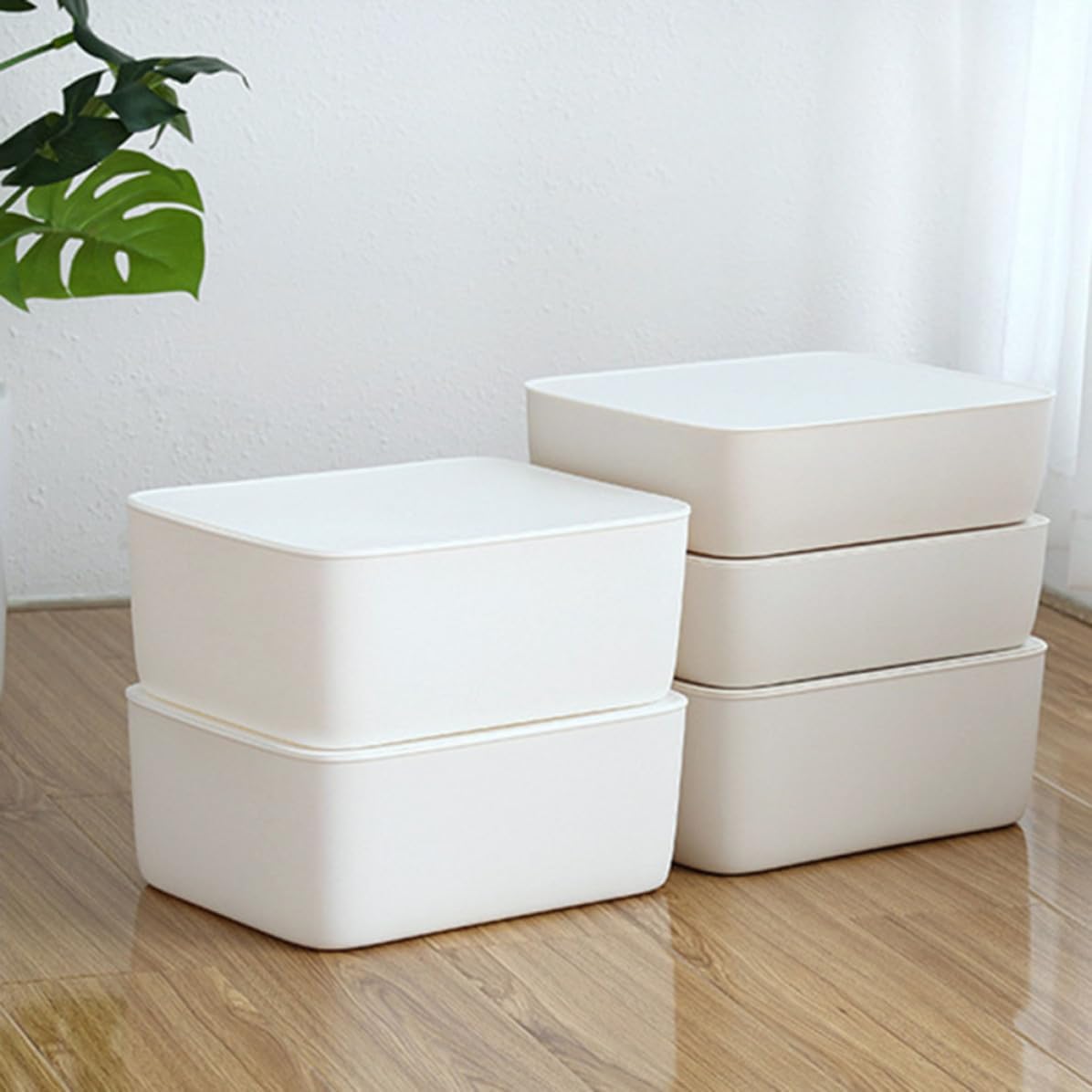 White Plastic Underwear Storage Box Stackable Drawer Organizer