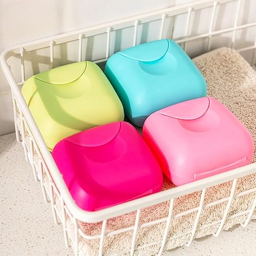 Miniatura 6 de SITAKE 4 recipientes de viaje para jabón, jaboneras portátiles a prueba de fugas con tapa para ducha, baño, cocina, gimnasio, campamento (2 pequeños