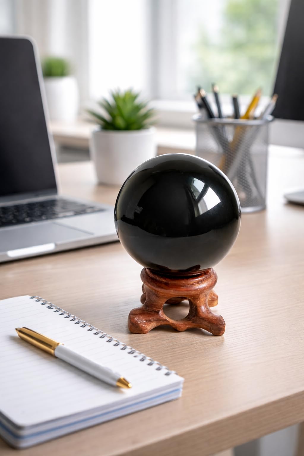 Mina Heal Bolas de Cristal de obsidiana Negra para Fengshui, meditación, curación con Cristales, adivinación, decoración del hogar, Esfera de Cristal mágica Negra