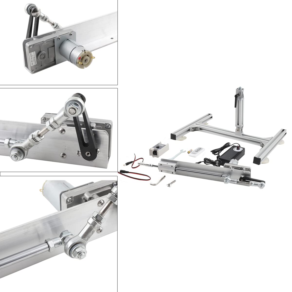 Kit de actuador lineal recíproco de ciclo DIY SOFEDY Motor telescópico CC 24 V carrera 30 mm-150 mm con control remoto adaptador de corriente CC velocidad variable ajustable 120 RPM con kit de soporte