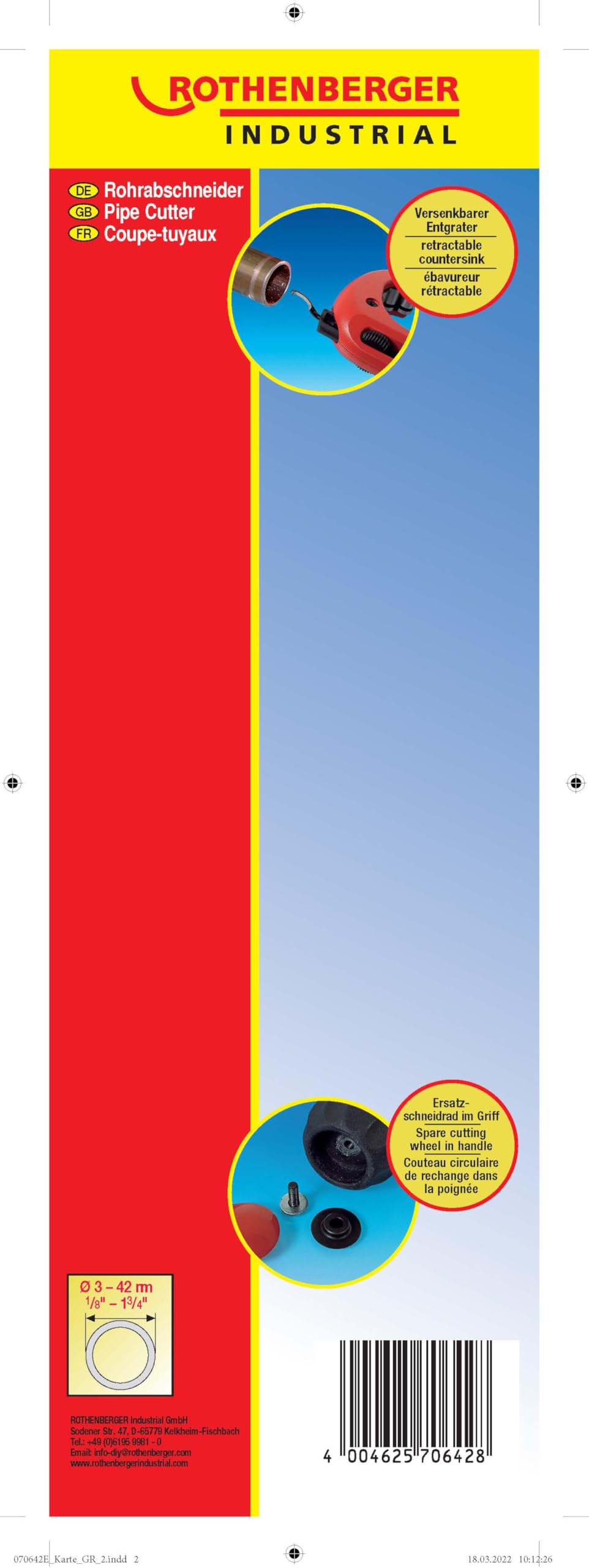 ROTHENBERGER Industrial Cortatubos telescópico 42 Ø 3-42 mm