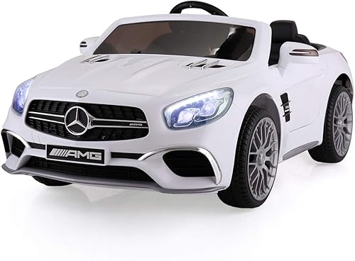 Festnight Mercedes-Benz - Auto eléctrico de 12 V para niños, automóvil eléctrico para niños, vehículo con pilas con luces LED, música, USB, MP3,
